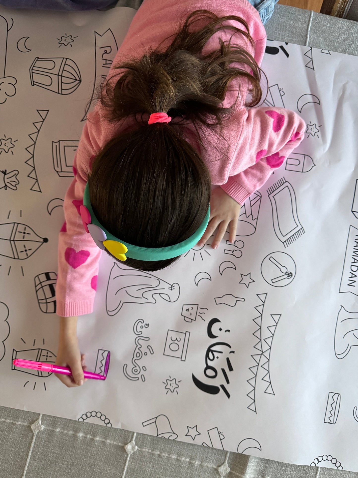 Color your own Ramadan table cover, Giant coloring table runner for kids, coloring poster for Ramadan, Ramadan Decoration Kids Activity
