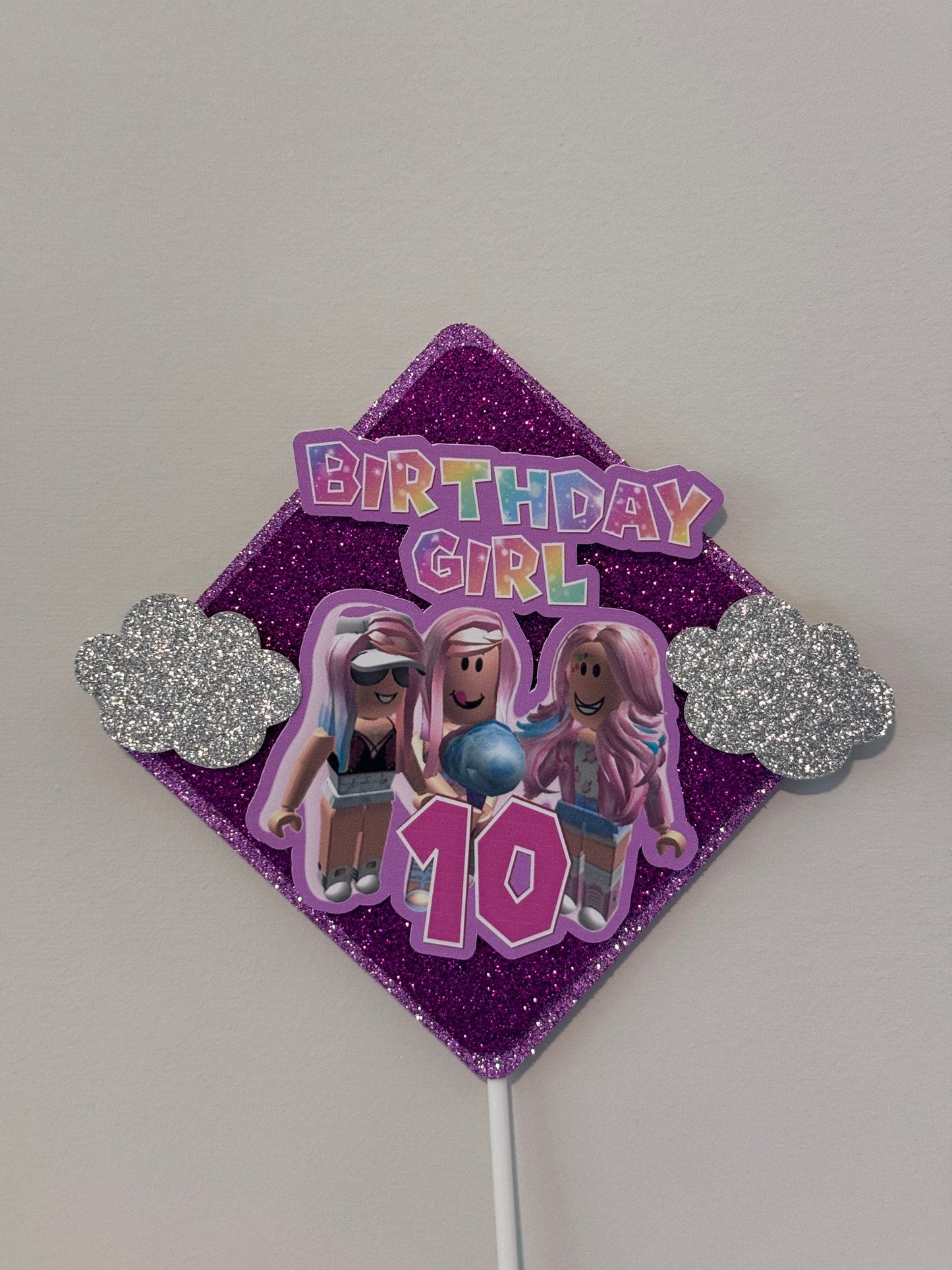 Girl Roblox Cake Topper, Pink Roblox Party Decor, Roblox Girls Birthday Party, Custom Personalized Roblox Cake Topper for Girls Pink Roblox