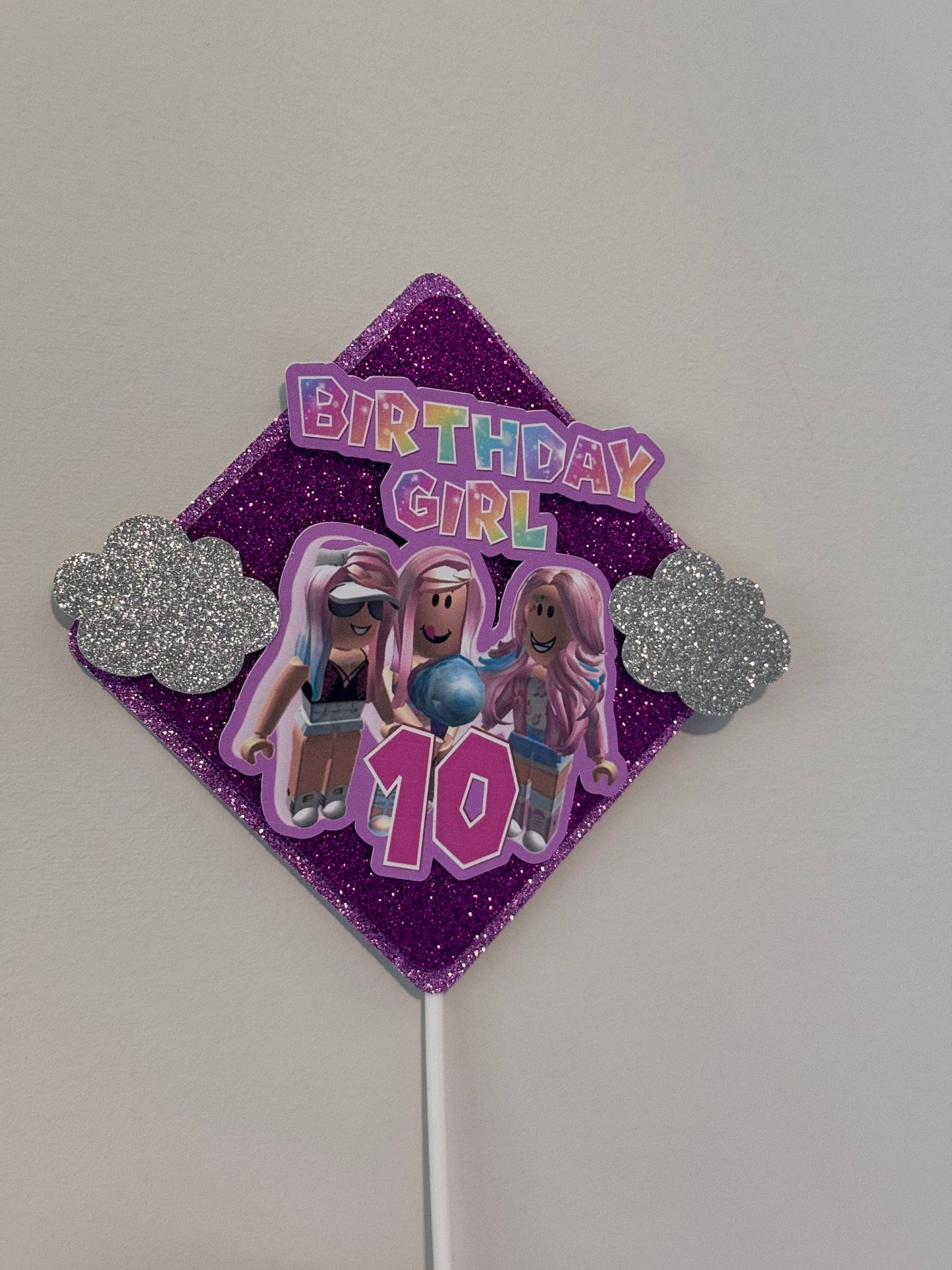 Girl Roblox Cake Topper, Pink Roblox Party Decor, Roblox Girls Birthday Party, Custom Personalized Roblox Cake Topper for Girls Pink Roblox