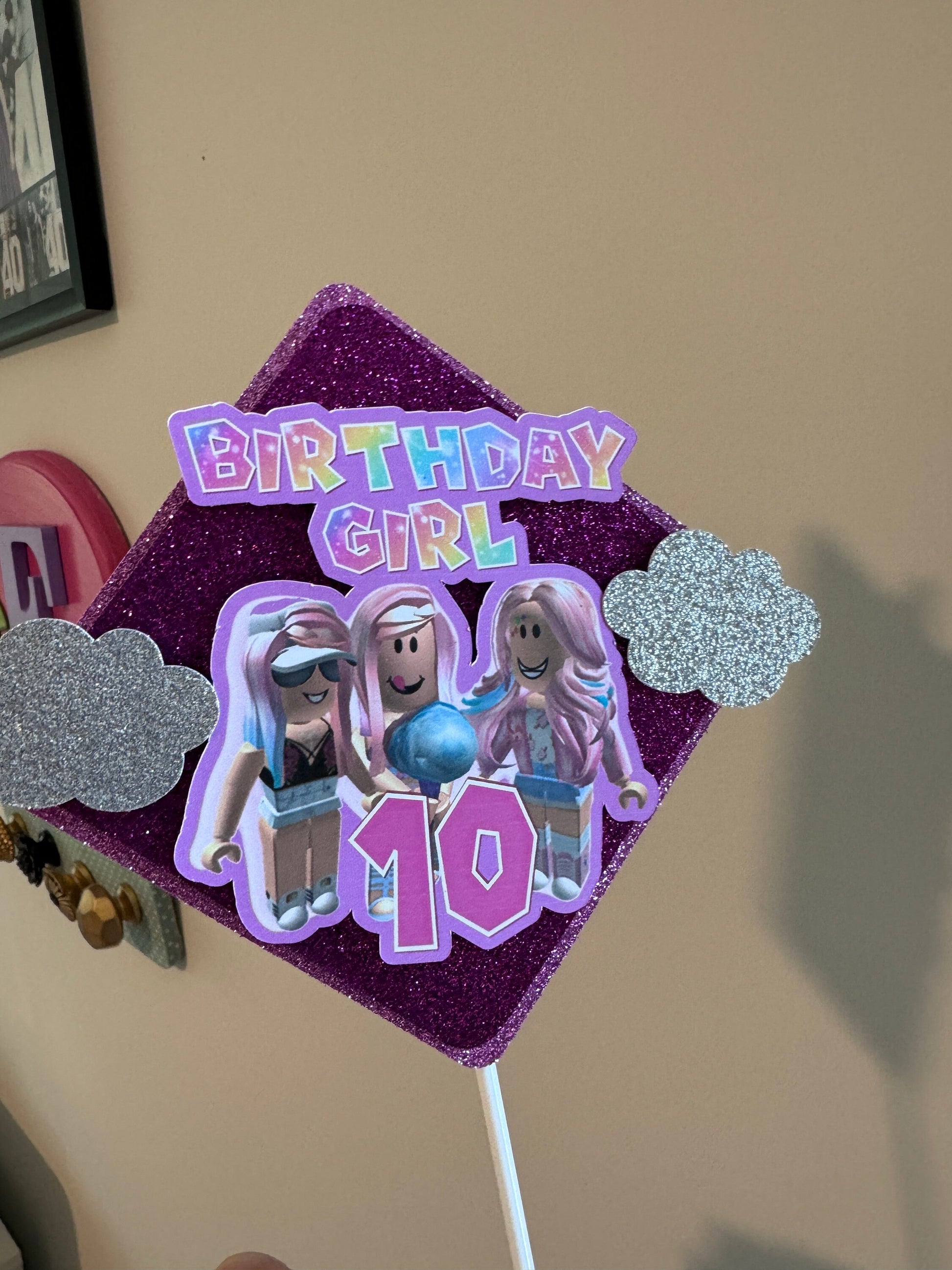 Girl Roblox Cake Topper, Pink Roblox Party Decor, Roblox Girls Birthday Party, Custom Personalized Roblox Cake Topper for Girls Pink Roblox