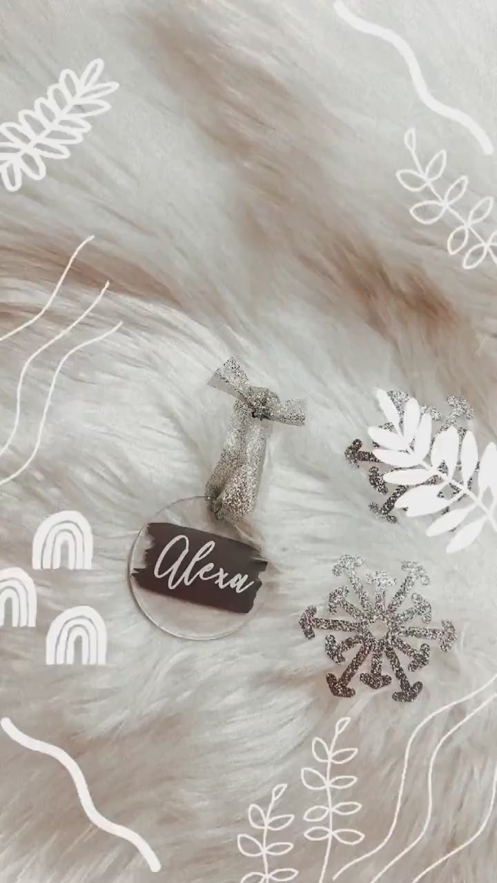 Christmas Custom Name Ornament | Acrylic Ornament | Acrylic Placecard | Custom Christmas Gift | Gift Tag | Wedding Favor | Acrylic Name Tag