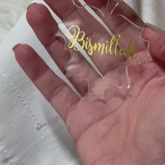 Acrylic Bismillah ornaments, Acrylic name tags for ramadan, ramadan Clear Acrylic Ornaments Leaf Acrylic Tag Acrylic