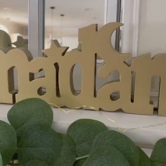 Ramadan decoration, wooden Ramadan decor, Wooden ramadan sign, Wooden Ramadan Mubarak Table Sign Decoration, Ramadan Party Decorations