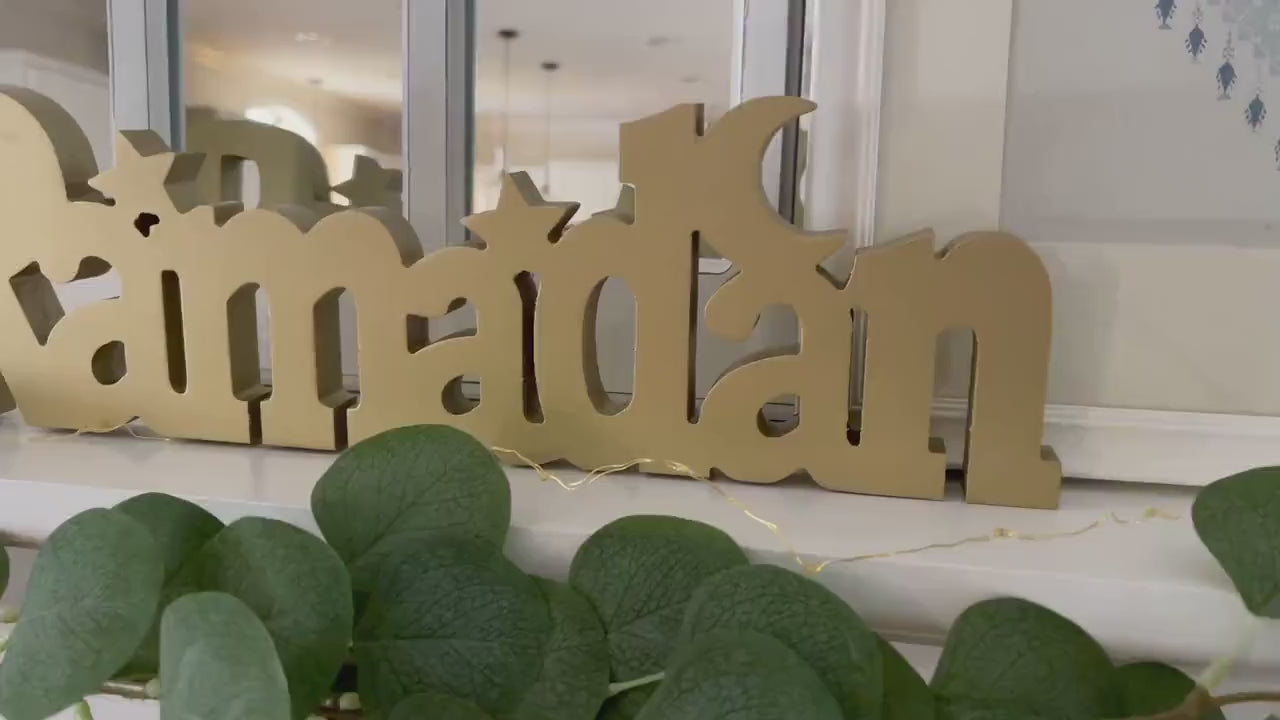 Ramadan decoration, wooden Ramadan decor, Wooden ramadan sign, Wooden Ramadan Mubarak Table Sign Decoration, Ramadan Party Decorations
