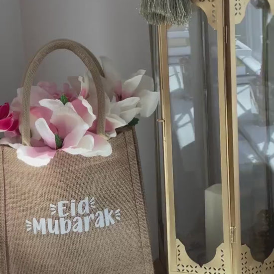 Eid Gift Bag Eid Mubarak Bag Eid Gifts Burlap Jute Reusable Canvas Gift Favors Bag with Handles