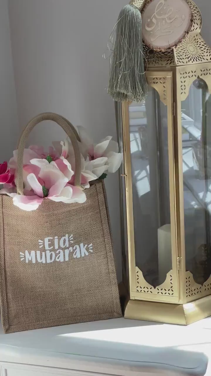 Eid Gift Bag Eid Mubarak Bag Eid Gifts Burlap Jute Reusable Canvas Gift Favors Bag with Handles
