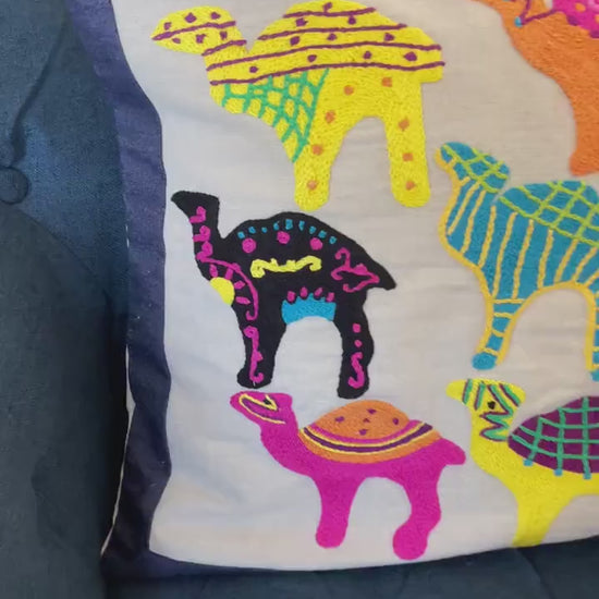 Arabic pillow, Arabic pillowcase, Islamic pillow cover, Embroidered camel pillow cover