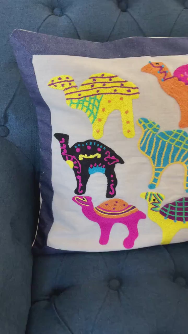 Arabic pillow, Arabic pillowcase, Islamic pillow cover, Embroidered camel pillow cover