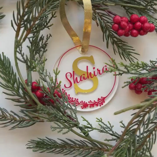 Custom Personalized Clear Acrylic Initial/Name Christmas Ornament Great Gift for Family, Friends, Coworkers, Employees - Holiday Ornament